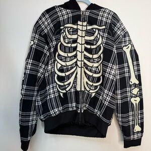 Mickey & Friends x Shoe Palace Glow-in-the-Dark Skeleton Plaid Hoodie